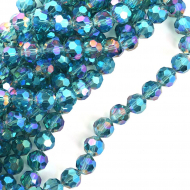 Бусины граненые Рондель (стекло) на нитях арт.TBY-R-2 10мм  цв.96 голубой мульти уп.30х72 бусины