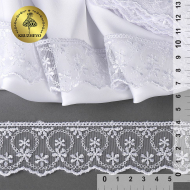Кружево на сетке KRUZHEVO арт.TR.2560 шир.40мм цв.01 белый уп.9м