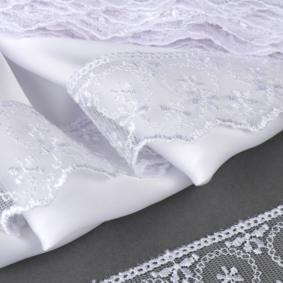 Кружево на сетке KRUZHEVO арт.TR.2560 шир.40мм цв.01 белый уп.9м