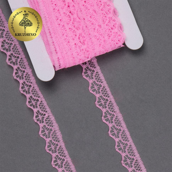 Кружево-трикотаж KRUZHEVO арт.TBY 150-2 шир.12мм цв.218A ярк.розовый уп.27,4м