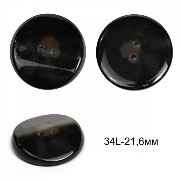 Пуговицы пластиковые TBY 2116 цв.2 черный 34L-21,6мм, 2 прокола,36шт