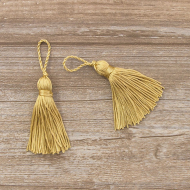 183406_Кисть декоративная на шнуре, длина 70 мм, цвет песочный