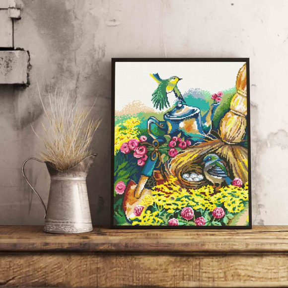 Кристальная мозаика на холсте ФРЕЯ арт.ALVK-15 Лесные трели 50х40 см