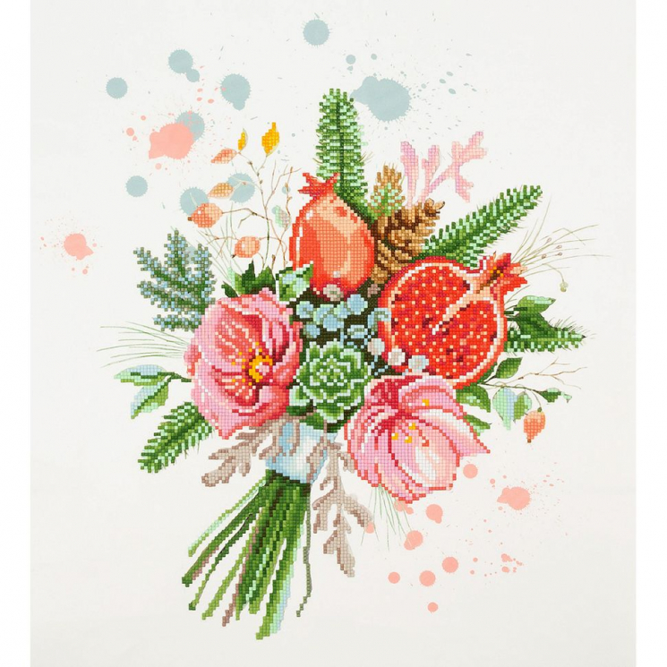 Кристальная мозаика на холсте ФРЕЯ арт.ALVR-241 Букет с гранатом 40х45 см