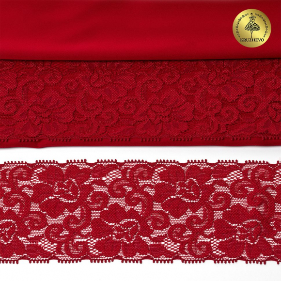 Кружево-стрейч KRUZHEVO арт.TBY.L840 шир.65мм цв.101/S059 темно-красный уп.25м
