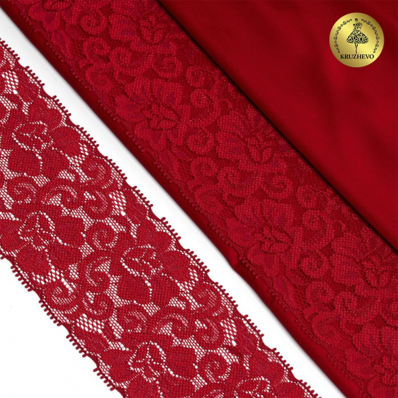 Кружево-стрейч KRUZHEVO арт.TBY.L840 шир.65мм цв.101/S059 темно-красный уп.25м