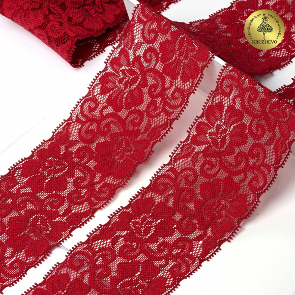 Кружево-стрейч KRUZHEVO арт.TBY.L840 шир.65мм цв.101/S059 темно-красный уп.25м