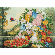 Кристальная мозаика на подрамнике ФРЕЯ арт.MET-ALPD-041 Пейзаж - Фрукты и Цветы, Фрэнсис Флора Бонд Палмер 40х30 см