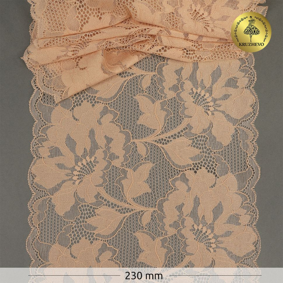 Кружево-стрейч KRUZHEVO арт.TBY.OG59 шир.230мм цв.телесный уп.10м Кружево-стрейч KRUZHEVO арт.TBY.OG59 шир.230мм цв.телесный уп.10м