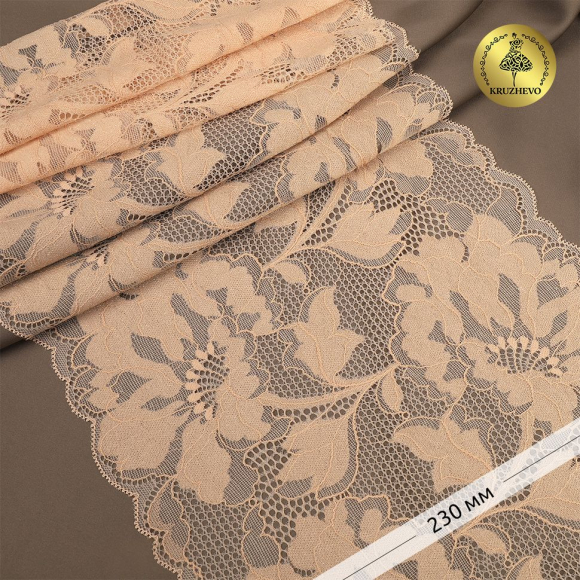 Кружево-стрейч KRUZHEVO арт.TBY.OG59 шир.230мм цв.телесный уп.10м Кружево-стрейч KRUZHEVO арт.TBY.OG59 шир.230мм цв.телесный уп.10м