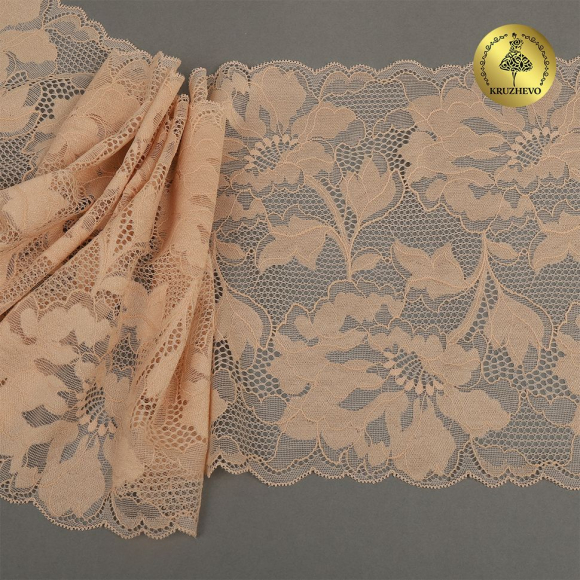 Кружево-стрейч KRUZHEVO арт.TBY.OG59 шир.230мм цв.телесный уп.10м Кружево-стрейч KRUZHEVO арт.TBY.OG59 шир.230мм цв.телесный уп.10м