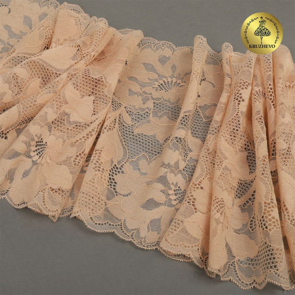 Кружево-стрейч KRUZHEVO арт.TBY.OG59 шир.230мм цв.телесный уп.10м Кружево-стрейч KRUZHEVO арт.TBY.OG59 шир.230мм цв.телесный уп.10м