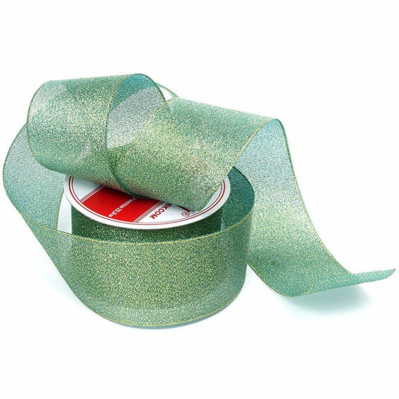 Лента IDEAL с люрексом арт.ТВ-ЛЮР шир.50мм цв.058 зеленый уп.22,85 м Лента IDEAL с люрексом арт.ТВ-ЛЮР шир.50мм цв.058 зеленый уп.22,85 м