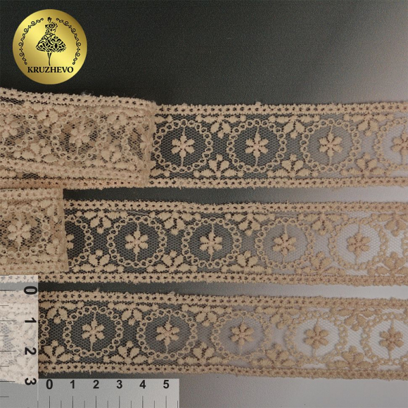 Кружево на сетке KRUZHEVO арт.TR.4010 шир.30мм цв.202 св.бежевый уп.14м