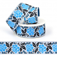 Лента (тесьма) жаккардовая арт.VB.209357 шир. 35мм цв.синий уп.10 м