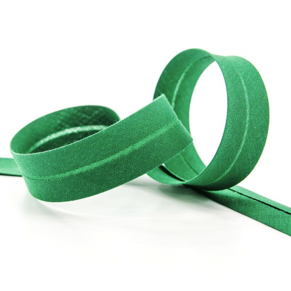 19686_Косая бейка хлопок/полиэстер 20 мм, 25 м, цвет 25, зеленый