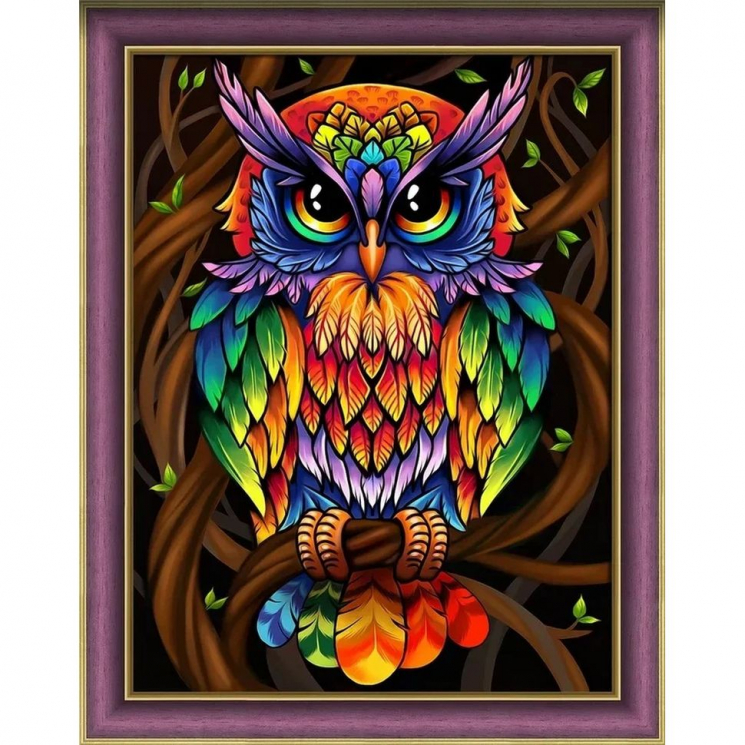 Набор для изготовления картин АЛМАЗНАЯ ЖИВОПИСЬ арт.АЖ.1726 «Радужный филин» 30х40 см