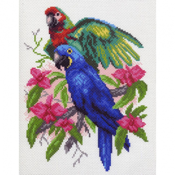 Рисунок на канве МАТРЕНИН ПОСАД арт.28х37 - 1009-1 Попугайчики