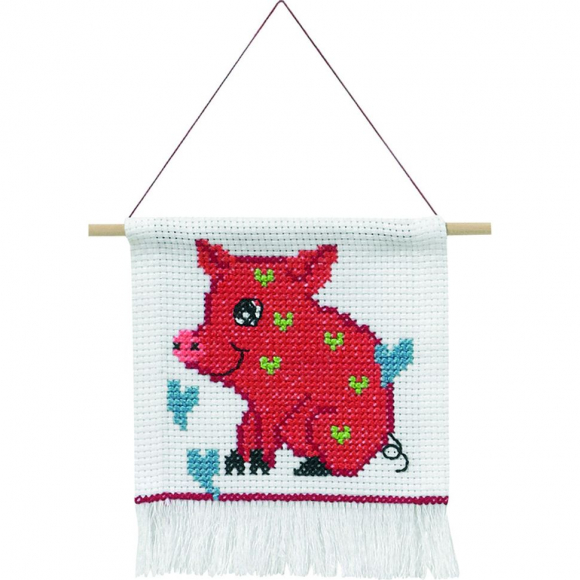 Набор для вышивания PERMIN арт.13-4342 Свинка 16х18 см