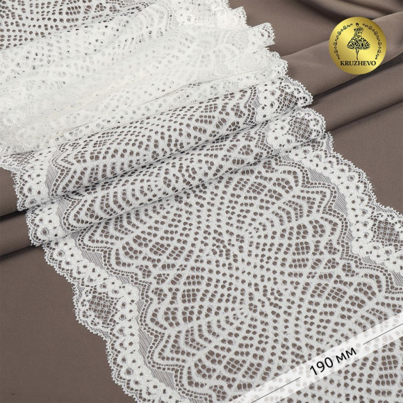 Кружево-стрейч KRUZHEVO арт.TBY.6389 шир.190мм цв.004 белый уп.3м Кружево-стрейч KRUZHEVO арт.TBY.6389 шир.190мм цв.004 белый уп.3м