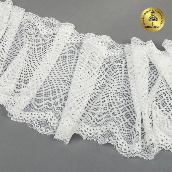 Кружево-стрейч KRUZHEVO арт.TBY.6389 шир.190мм цв.004 белый уп.3м Кружево-стрейч KRUZHEVO арт.TBY.6389 шир.190мм цв.004 белый уп.3м
