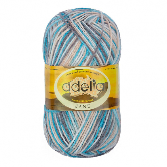 Пряжа ADELIA JANE (100% акрил) 10х50г/227м цв.23 белый-св.голубой-св.бежевый-св.серый