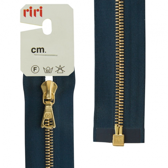 29268_Молния металл, Gold, разъёмная 1 замок, на атласной тесьме, 4 мм, 70 см, цвет 2131, синий темный