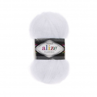 Пряжа для вязания Ализе Mohair classic (25% мохер, 24% шерсть, 51% акрил) 5х100г/200м цв.055 белый