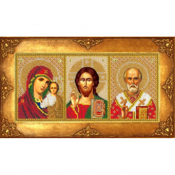 Набор для вышивания бисером РУССКАЯ ИСКУСНИЦА арт.303 БИ Домашний иконостас 18х22,5 см