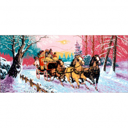 7654_Канва жесткая с рисунком "Тройка"