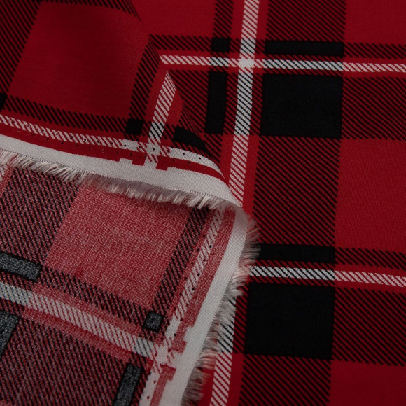 Ткань Штапель 90 г/м? 100% вискоза шир.145 см арт.Р.31116.01 цв.01 красный рул.50м