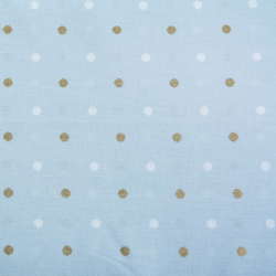 Ткань ранфорс с глитером Бусинки, арт.WH 20557-v02, 130г/м?,100% хлопок, шир.240см, цв.голубой/золото, рул.30м