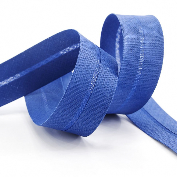 19657_Косая бейка хлопок/полиэстер 20 мм, 25 м, цвет 70, насыщенный синий 19657_Косая бейка хлопок/полиэстер 20 мм, 25 м, цвет 70, насыщенный синий