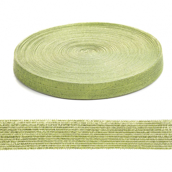 Тесьма вязаная окантовочная 22мм арт.001-22 цв.333 люрекс салатовый