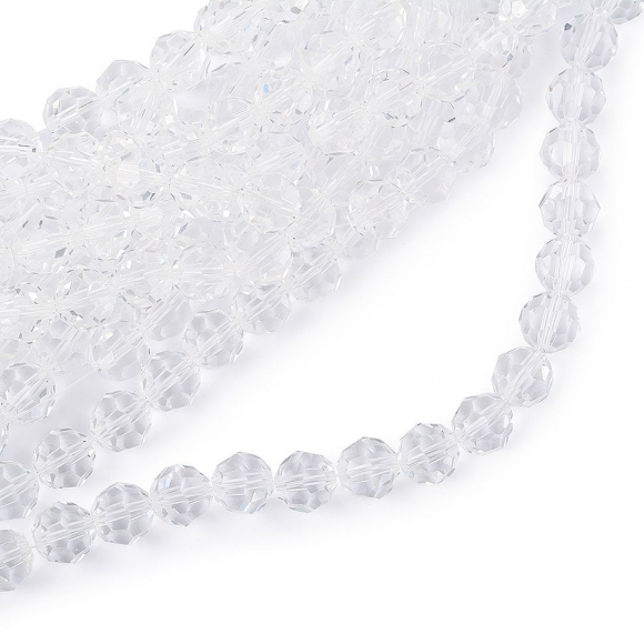Бусины граненые Рондель (стекло) на нитях арт.TBY-R-2 12мм  цв.01 прозрачный уп.20шт х50 бусин