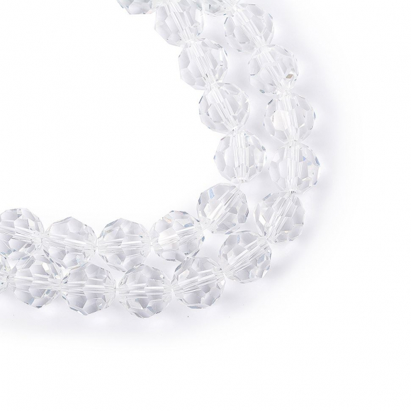 Бусины граненые Рондель (стекло) на нитях арт.TBY-R-2 12мм  цв.01 прозрачный уп.20шт х50 бусин