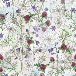 Ткань для пэчворка PEPPY Полевые Цветы 135 г/м? 100% хлопок цв.ПЦ-02 белый уп.50х50 см
