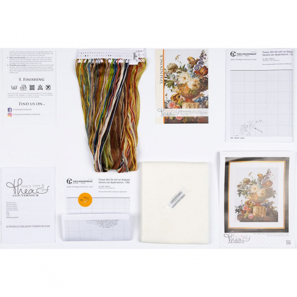 177924_Набор для вышивания "Натюрморт с цветами в алебастровой вазе", канва лён 36 ct