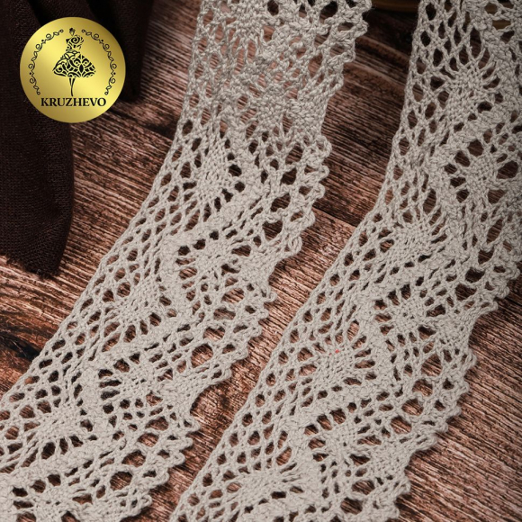 Тесьма вязаная KRUZHEVO 45мм TBY-5235 цв.22 серый лен уп.10м Тесьма вязаная KRUZHEVO 45мм TBY-5235 цв.22 серый лен уп.10м