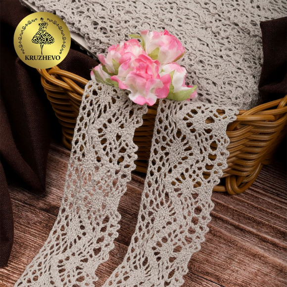 Тесьма вязаная KRUZHEVO 45мм TBY-5235 цв.22 серый лен уп.10м Тесьма вязаная KRUZHEVO 45мм TBY-5235 цв.22 серый лен уп.10м