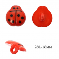 Пуговицы пластик Божья коровка TBY.P-1828 цв.17 красный 28L-18мм, на ножке, 400 шт
