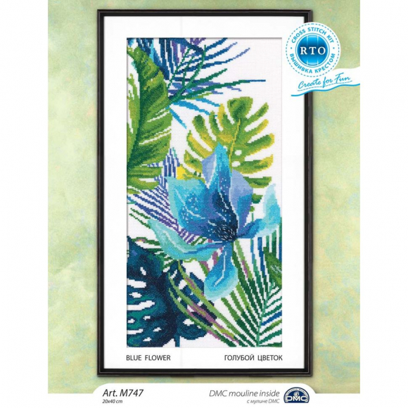 Набор для вышивания РТО арт.M747 Голубой цветок 20х40 см Набор для вышивания РТО арт.M747 Голубой цветок 20х40 см