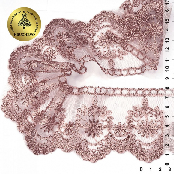 Кружево сетке KRUZHEVO арт.TBY.40472 шир.80мм цв.N6615 розовая пудра уп.13м