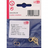 18859_Карабин с кольцами металлический, золотистый, 17 мм