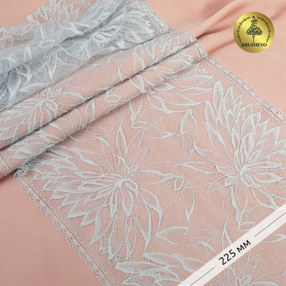 Кружево-стрейч KRUZHEVO арт.TBY.OG65 шир.225мм цв.голубой уп.10м