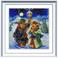 Рисунок на ткани (Бисер) КОНЁК арт. 1257 Новогодние мишки 25х25 см Рисунок на ткани (Бисер) КОНЁК арт. 1257 Новогодние мишки 25х25 см