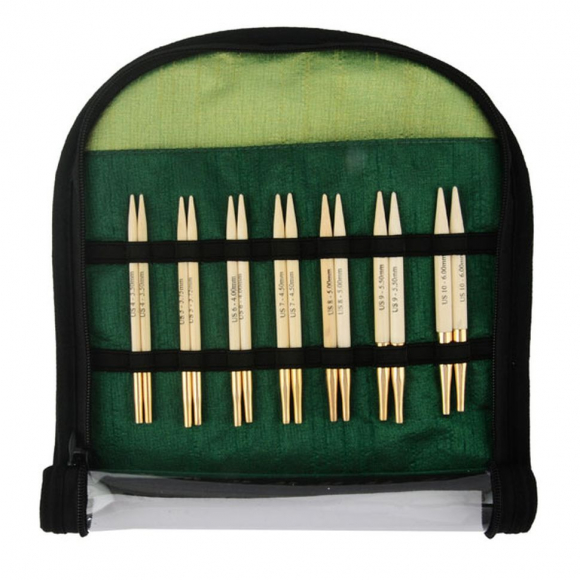 22565 Knit Pro Набор Special Interchangeable Needle Set съемных спиц для вязания Bamboo 10см японский бамбук с золотым покрытием 24 карата 7 видов 22565 Knit Pro Набор Special Interchangeable Needle Set съемных спиц для вязания Bamboo 10см японский бамбук с золотым покрытием 24 карата 7 видов
