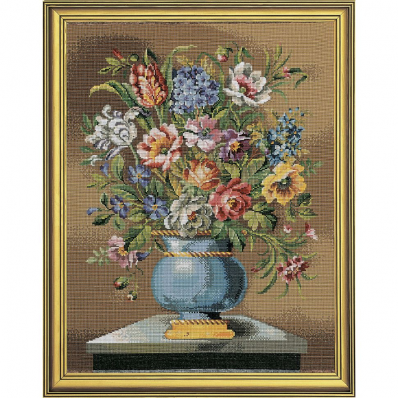 Набор для вышивания EVA ROSENSTAND арт.14-163 Голубые цветы в вазе 61х75 см Набор для вышивания EVA ROSENSTAND арт.14-163 Голубые цветы в вазе 61х75 см
