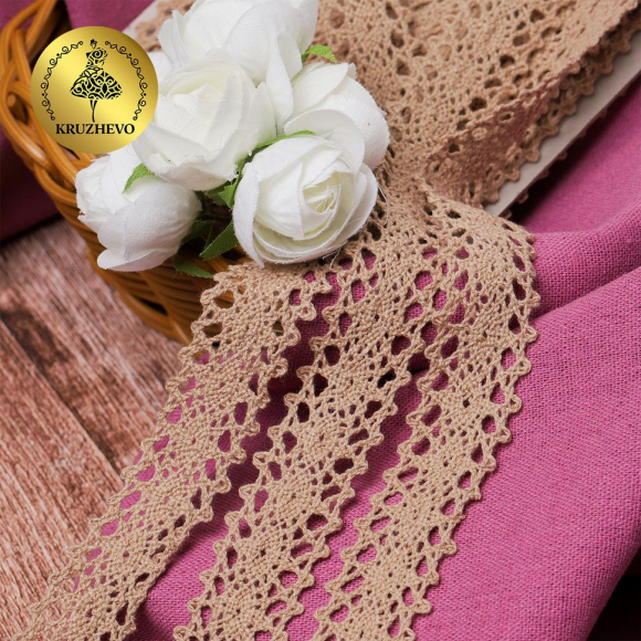 Тесьма вязаная KRUZHEVO 20мм TBY-6307-1 цв.30 капучино уп.10м