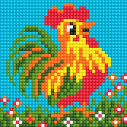Алмазная мозаика Ah5199 Петушок 10х10